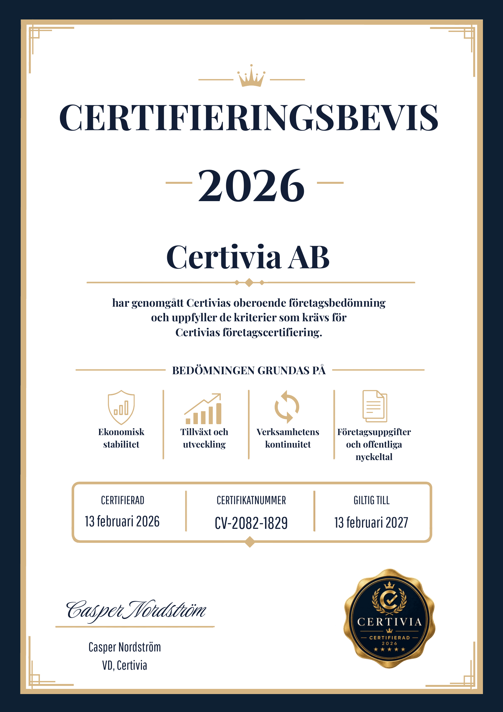 Certivias certifieringsbevis